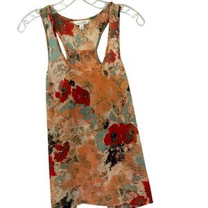 Charming Charlie Women's Racerback Colorful Sleeveless Floral Blouse Sz Medium